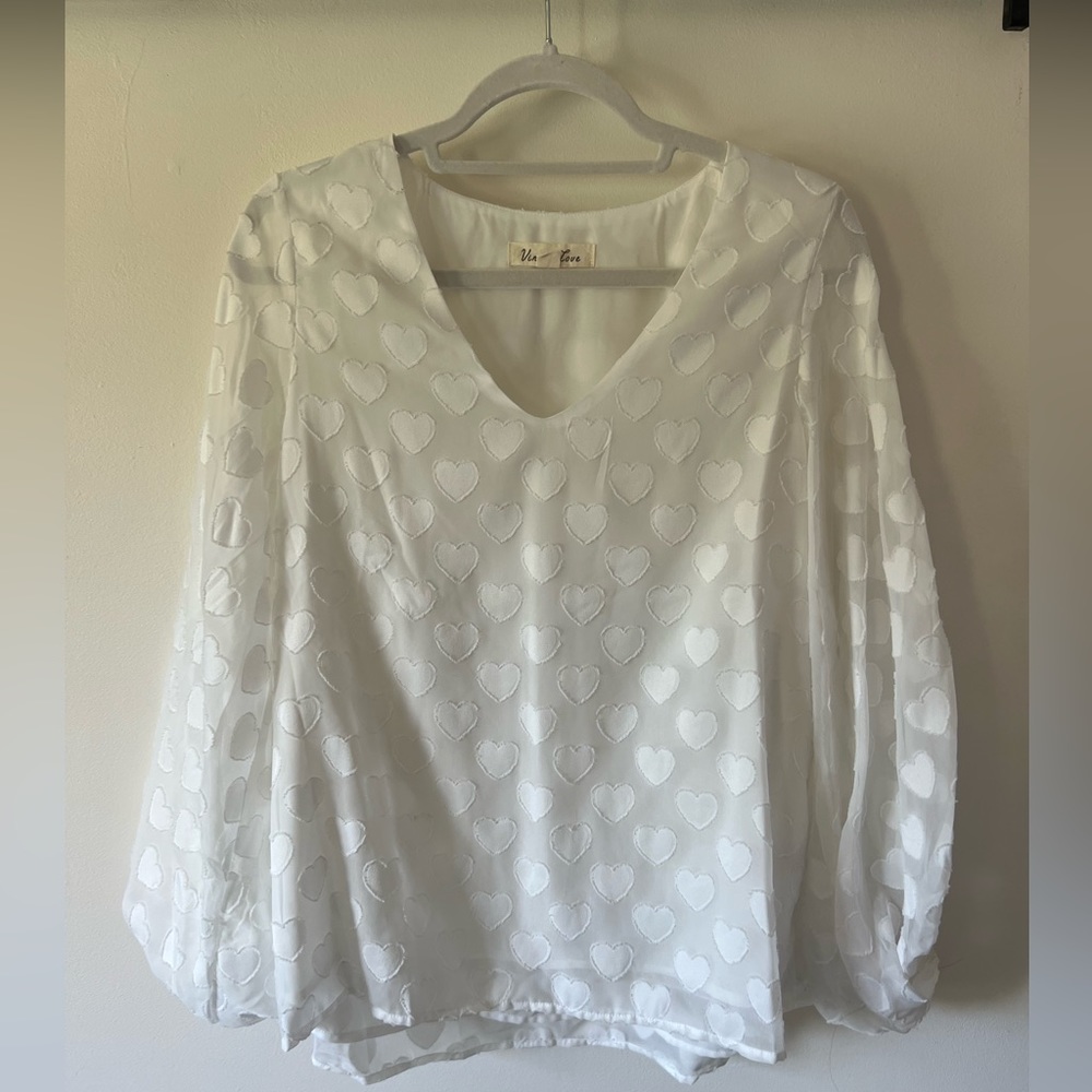 Vine & Love Balloon Sleeve Heart Blouse